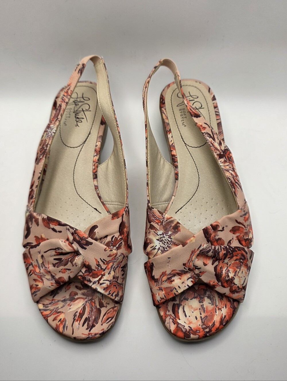 LifeStride Mimosa 2 Floral Slingback Wedge Sandals Size 8 Wide EUC Like New